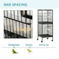 thumbnail image 6 of PawHut 55" 2 In 1 Bird Cage Aviary Parakeet House for finches, budgies with Wheels, Slide-out Trays, Wood Perch, Food Containers, Black, 6 of 9