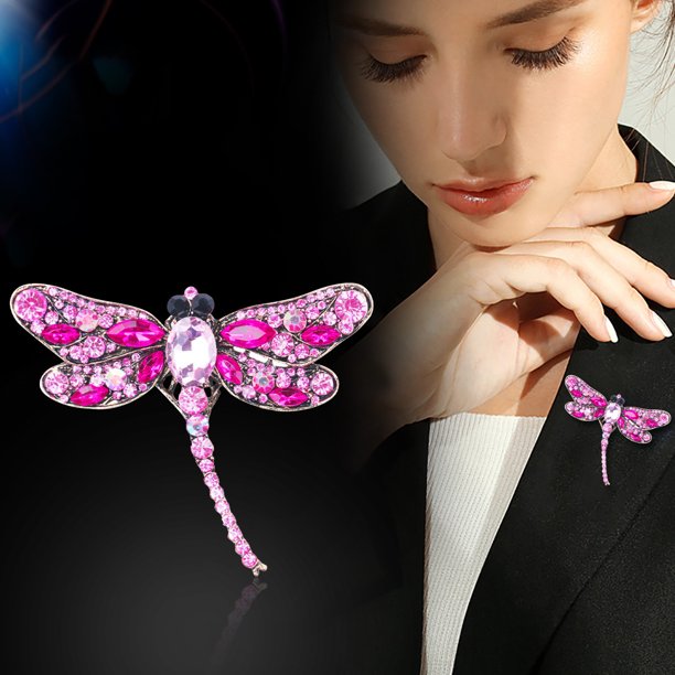 Broches para Mujer Broche de libélulas de cristal Broche de animales para mujer Broche de animales de joyería