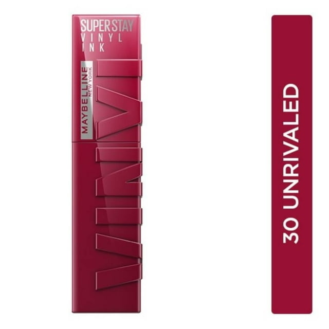 Labial líquido brillante de larga duración, Maybelline Superstay Vinyl Ink tono Unrivaled 30, 4.2ml