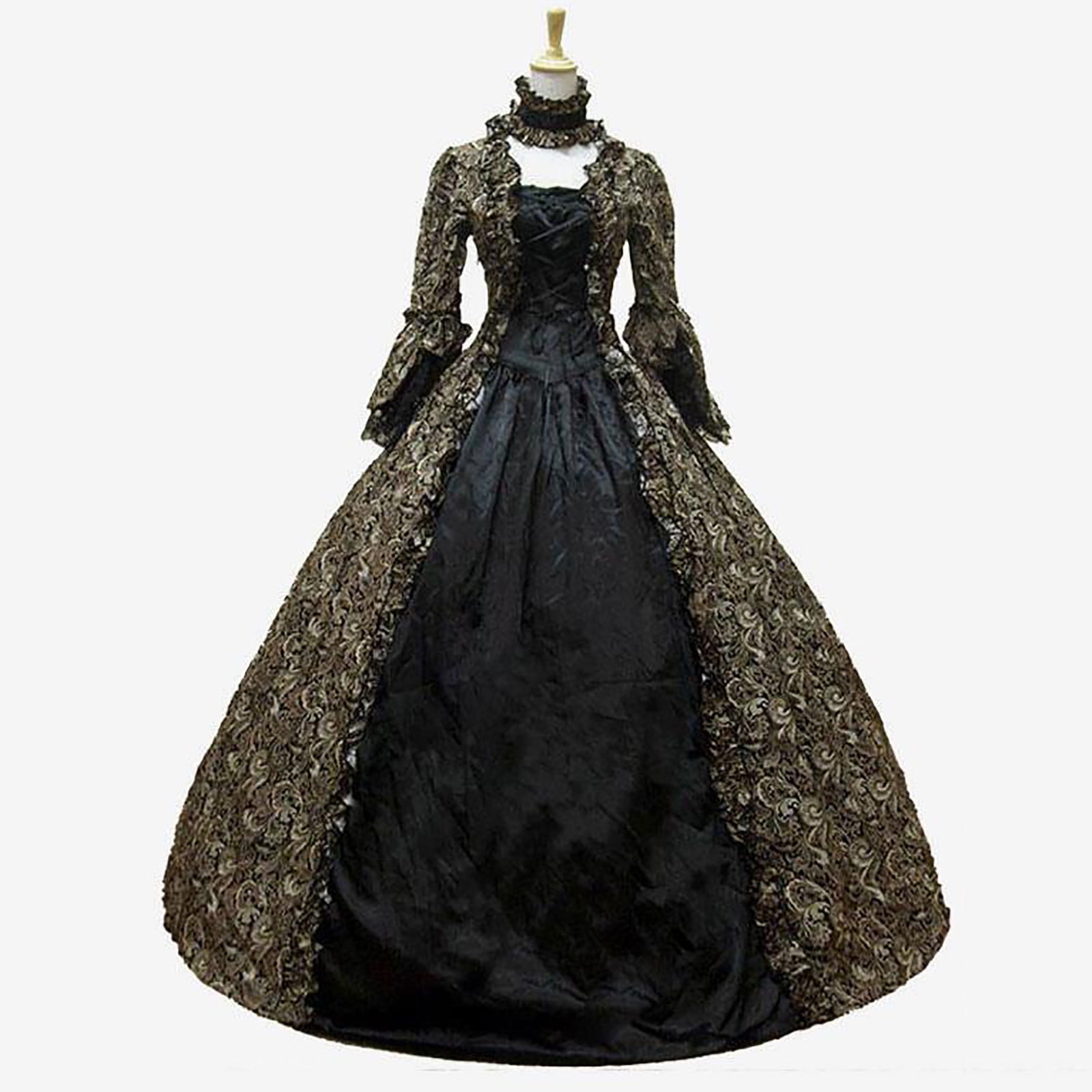 18th Century Women's Rococo Ball Gown Vintage Printing Costumes Long Gothic Victorian Dress Masquerade Theme Dresses
