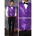 thumbnail image 4 of Unique Bargains Men's Sequin V-Neck Sleeveless Disco Sparkly Waistcoat Suit Vest S Purple, 4 of 6