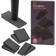 Katzco 6 Piece Rubber Furniture Stabilizer Set, Black - for Fixing Wobbly Tables, Desks