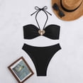 thumbnail image 3 of Minjewel Women's Low Waist Sexy Two Piece Bikini Set Slim Fit Swimsuit for Summer Beach Pool Party Holiday Outfit, Beach Holiday Look, Trendy Bikini 2026,Black,L, 3 of 8