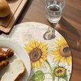 thumbnail image 3 of Yellow Sunflowers Round 13 Inch Placemats Set of 6, Country Farm Butterfly Flower Light Beige HeatResistant Non Slip Place Mats for Dining Table, Wipeable Braided Kitchen Table Mats for Housewarming, 3 of 9