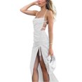 thumbnail image 4 of SAYOO , vestido sin mangas con espalda descubierta para mujer, Color sólido con cordón fruncido, abertura lateral, vestido de fiesta informal de verano, ropa de calle para Club SAYOO  Moda, 4 of 9