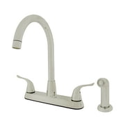 WMF-8235GNZMLP-BN - Hybrid Metal Deck Kitchen Sink Faucet 360 Degree Swivel High Spout Washerless Cart. Double Handle with Side Spray