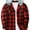 red, variant on Mens Flannel Hoodie Shirts Casual Button Down Plaid Shirt Jackets for Men Long Sleeve Hooded with Pocket