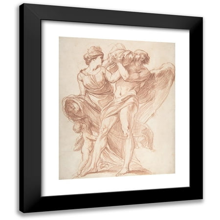 Edmé Bouchardon 12x14 Black Modern Framed Museum Art Print Titled - Rhea Outwitting Saturn