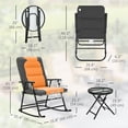 thumbnail image 2 of 3-Piece Outdoor Rocking Chair Bistro Set, Orange Foldable Patio Furniture with Steel Frame, Oxford Fabric & Tempered Glass Table for Garden, Terrace, Deck or Poolside Area, 2 of 7