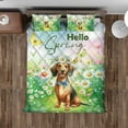 thumbnail image 4 of Dachshund Hello Spring Time Flower Floral Nature Quilt Bedding Set Wiener Dog Lover Gifts Idea 1 Blanket Bed Cover 2 Pillowcases - 02031, 4 of 5