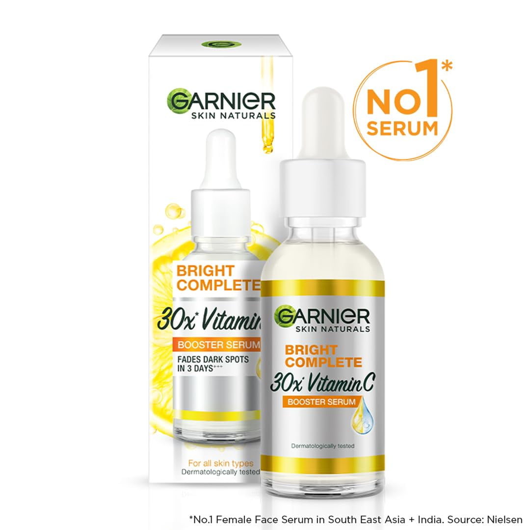 Skin Glow Instantly Garnier Booster, 30 ml Skin\'s Naturals, Increases Face C Serum, Vitamin