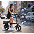 thumbnail image 6 of 14 inch Foldable Electric Bicycle, 500W Adult Commuter Electric Bike with Basket, Max Speed 19.9 mph, 36V 12AH Battery for Commuting, 6 of 11
