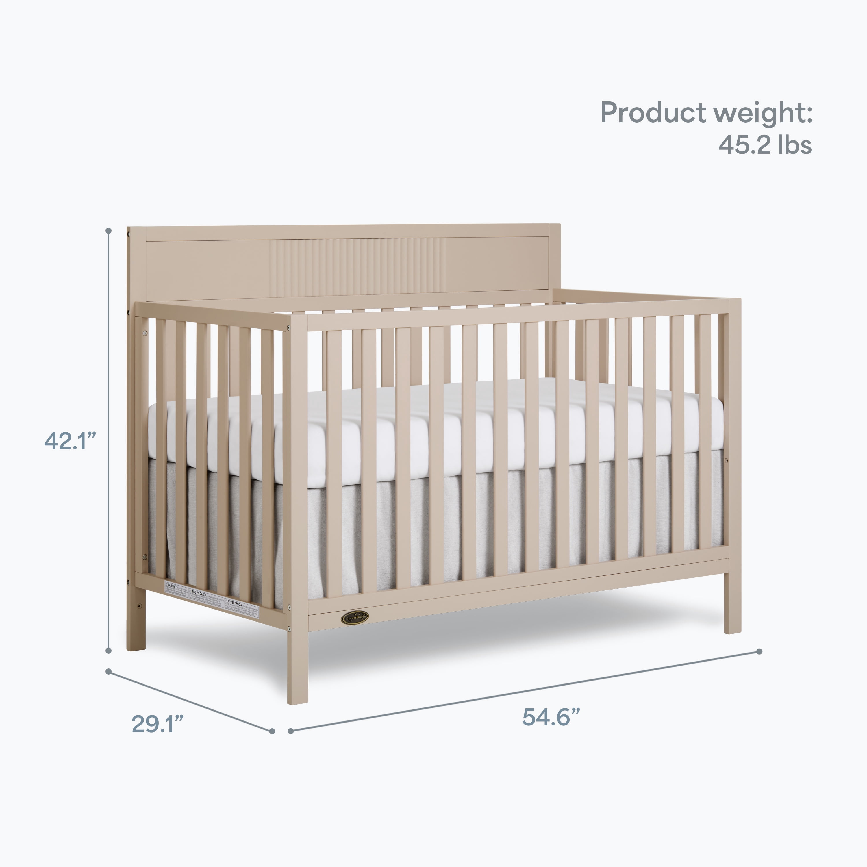 Dream On Me Ivy 5 in 1 Convertible Full-size Crib, Greenguard Gold & JPMA Certified, Converts from Baby Crib to Toddler Bed, Day Bed, Kids Bed and Full-size Bed, Almond Butter
