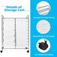 15Drawer Rolling Cart Multipurpose Mobile Utility Cart with 4 Wheels
