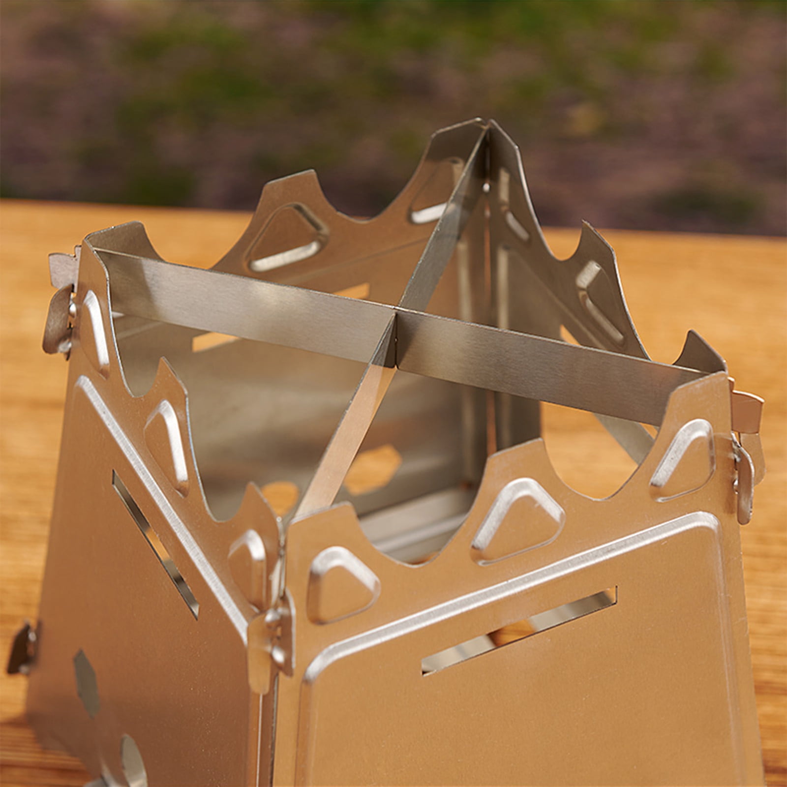 Stainless Steel Backpacking Stove, 6.2x7x4.3inch Portable Folding Camping Stove, Compact Durable Wood Burning Stove for Outdoor Cooking Hiking Camping Picnic BBQ and Bushcraft Survival