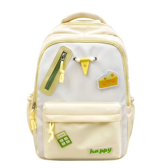 Cute Backpack Large Capacity Shoulder Bag, Kawaii Bookbag Travel Office Daypack-Yellow