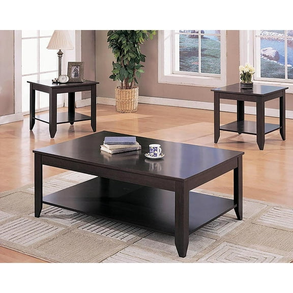 Monarch Specialties Brooks 3-piece Occasional Table Set with Lower Shelf Cappuccino