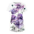 thumbnail image 5 of Raeneomay Summer Tops Curved Hem Flowy Shirts Women's Casual Round Neck Casual Button Printed Short Sleeve Blouse Short Sleeve Round Neck Blouse/Shirt, 5 of 5