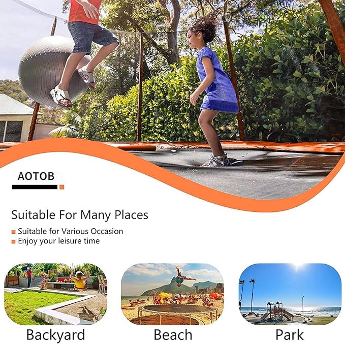 AOTOB 10FT Trampoline for Kids/Adults, Backyard 600 LBS Trampoline with Safety Enclosure Net/Ladder,Orange