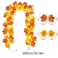 thumbnail image 3 of Yakvarog 6.6ft LED Fall Garland with Lights, Realistic Autumn Maple Leaves Garland Battery Operated for Thanksgiving Halloween Decor, Doorway Stair Railing, Indoor Outdoor, 3 of 7