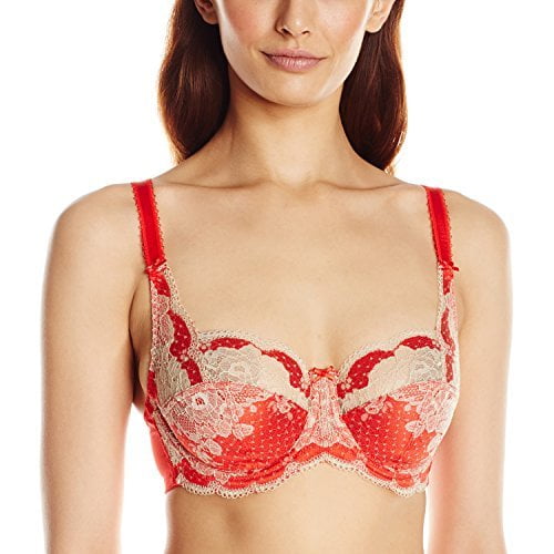 Panache Clara Full Cup Underwire #7255,32E,Red/Gold