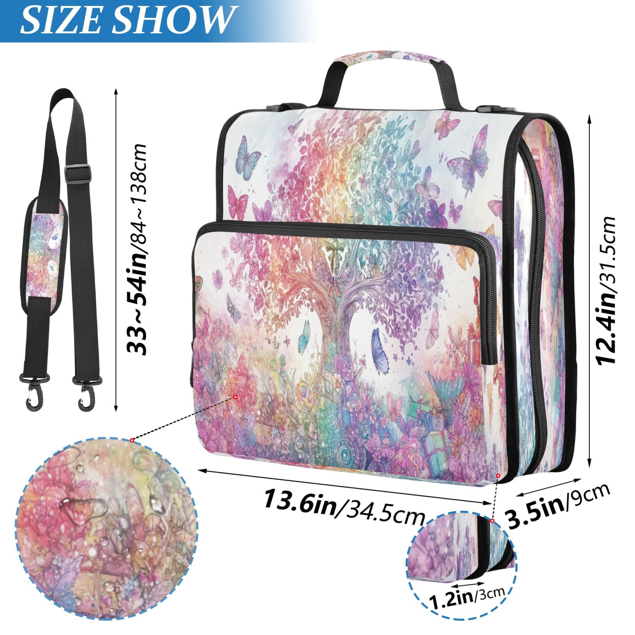 YAZAOO Zipper Binder trapper keeper Documents Organized Design Colorful Tree and Butterflies Printed