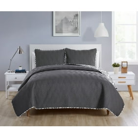 Vcny Home Elizabeth Reversible Paisley Quilt Set King Navy