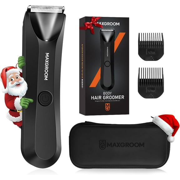 Manscape Body Hair Trimmer for Men, IPX7 Waterproof Pubic & Groin Hair Trimmer- Electric Ball Shaver with LED Light, Ceramic Blade, USB Rechargeable & Travel Pouch