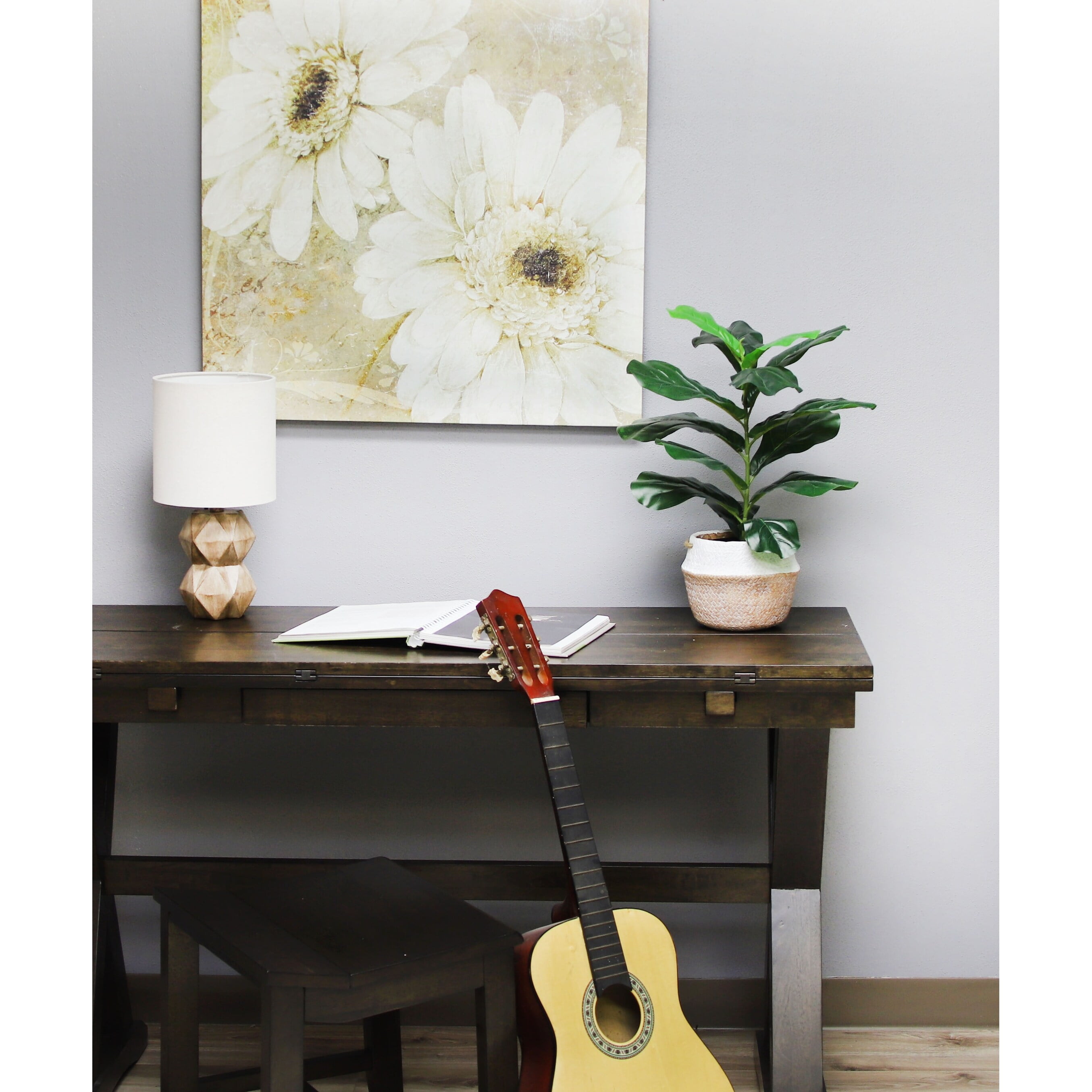 The Mod Greenhouse 66" Artificial Green Fiddle Leaf Tree in a Black Matte Planter Pot