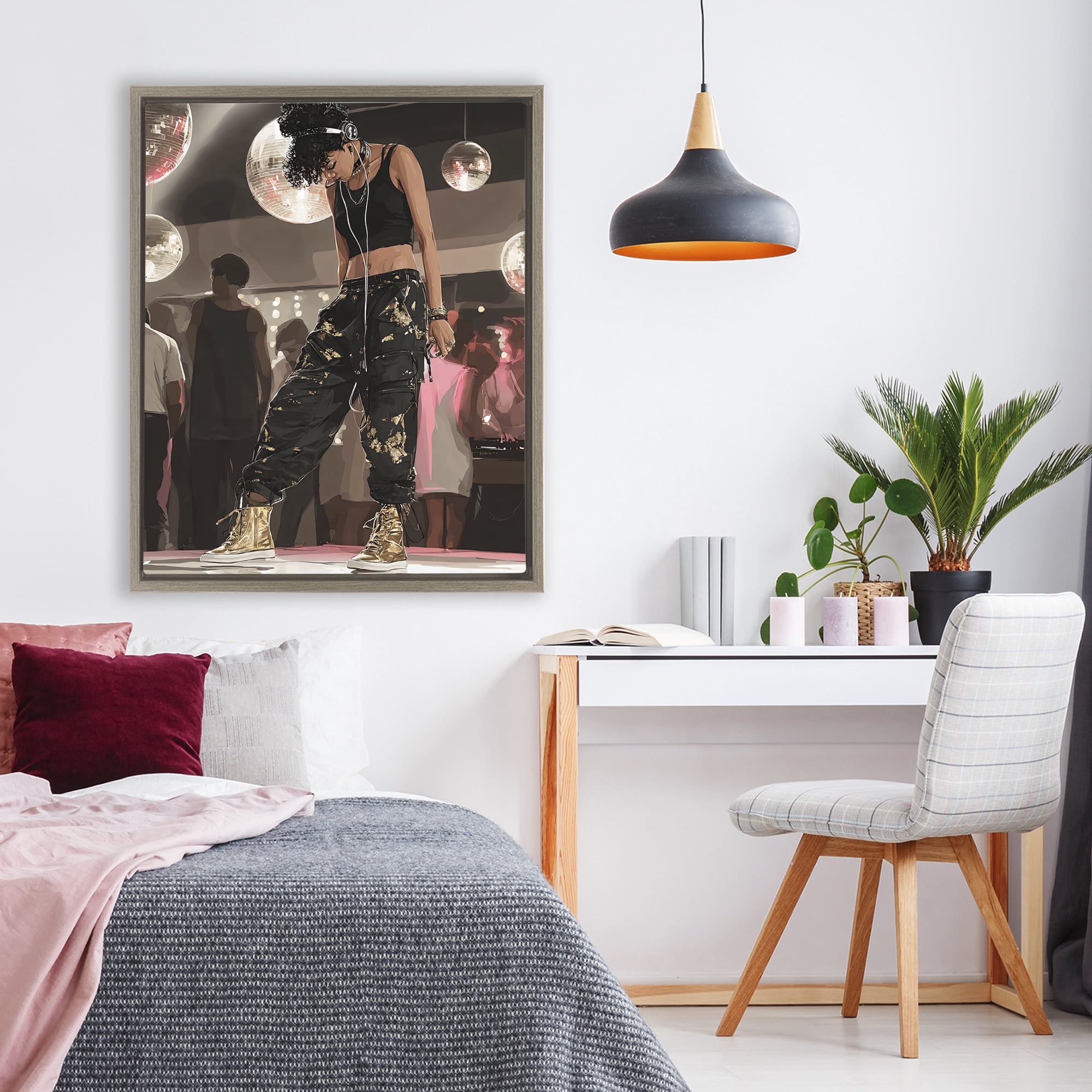 Stupell Industries Silent Disco Lone Dancer Brown Framed Floater Canvas Wall Art, design by Franklyn Gregory