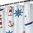 thumbnail image 3 of Waterproof Marine Bathroom Curtain 72x84in, Nautical Print with Anchors and Sailboats, Chun Yafang Polyester Fabric, Comes with 12 Hooks, Perfect for Vacation Home Bathroom, 3 of 5