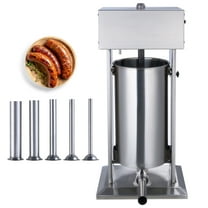 KFFKFF Powered Sausage Filler, 25 L / 55 LBS Upright Meat Filler, 400W Engine, Continuous Speed Regulation and Foot Switch 304 Stainless Steel, 5 Filling Pipes
