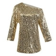 thumbnail image 4 of HXWCHs Women's Sequin V Neck Slouchy Tank Top Glittering Casual Bling Bling Shirt Gold S, 4 of 4