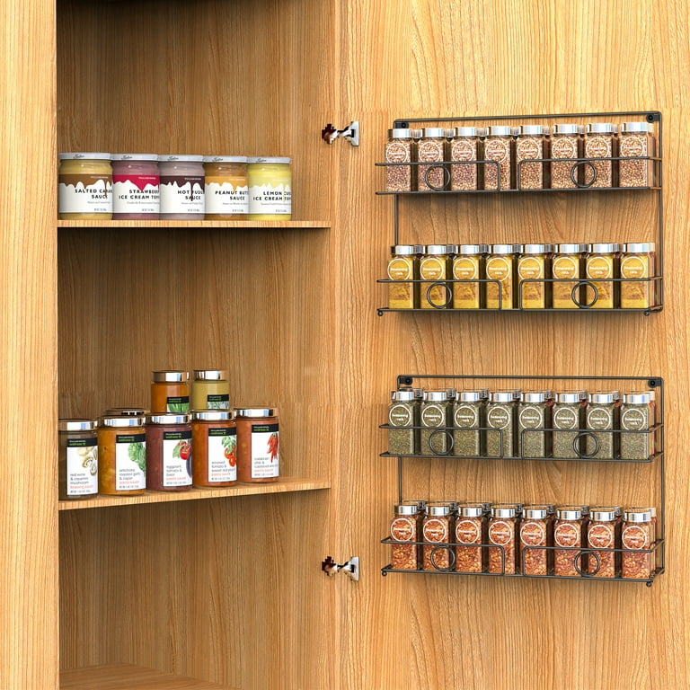 Spice Rack Organizer for Cabinet or Wall Mounts, 2 Pack Hanging