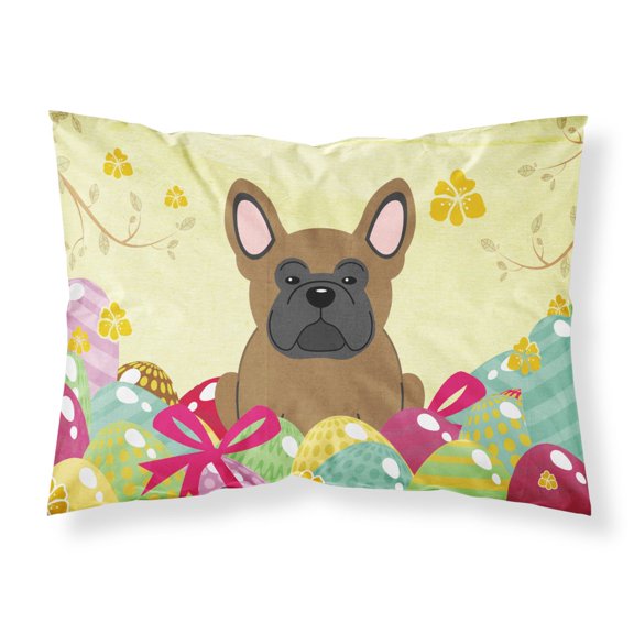 Carolines Treasures BB6013PILLOWCASE Easter Eggs French Bulldog Brown Fabric Standard Pillowcase Standard multicolor