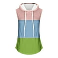 thumbnail image 3 of Lovskoo 2024 Women's Summer Sleeveless Hooded Tank Top Drawstring Color Block Breathable T-Shirt for Athletic Exercise Pink L, 3 of 4