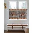thumbnail image 2 of Vintage Texas Star Brown 2 Panel Kitchen Curtains for Small Windows, Black Plaid Berry Farmhouse Bathroom Tier Curtain, Short Window Treatment for Bedroom/Living Room 55"x24", 2 of 6