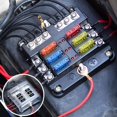 thumbnail image 5 of Caja de fusibles de 6 vías y 12 V, portafusibles, bloques de fusibles de cuchilla con 16 fusibles, 6 luces indicadoras LED, cubierta protectora para automóviles, barcos, camiones,, 5 of 5