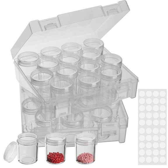 Bead Organizer, Diamond Painting Storage Containers, 14 Grids Clear Bead Organization Diamond Painting Accessories Small Storage Containerfor Craft, Jewelry and Earrings (2 Pack)