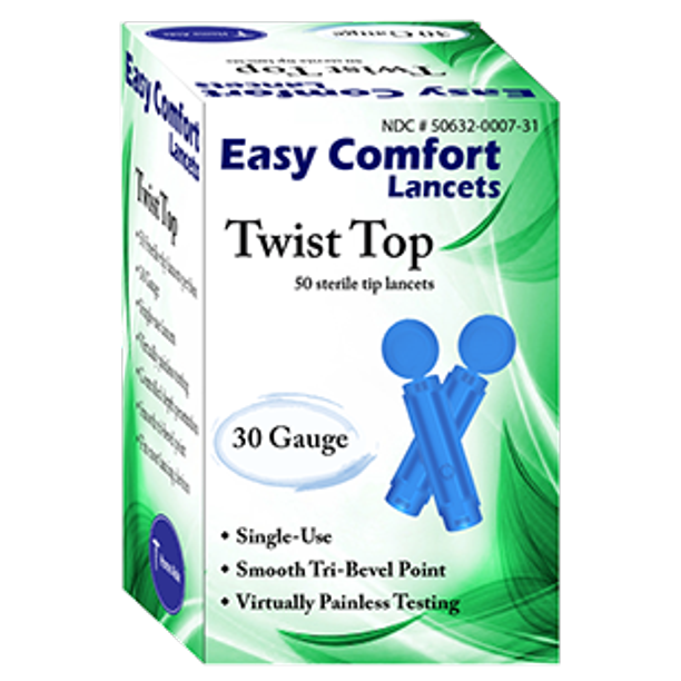 Home Aide 30G Easy Comfort Twist Top Lancets 50count