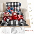 thumbnail image 5 of Independence Day Blanket Soft Cozy Warm Throw Blanket for Couch, Plush Fuzzy Flannel Fleece Blankets for Sofa, Patriotic Flag Day Red Truck Black Plaid Bed Blankets Lightweight Gifts for Men, 30"x40", 5 of 9