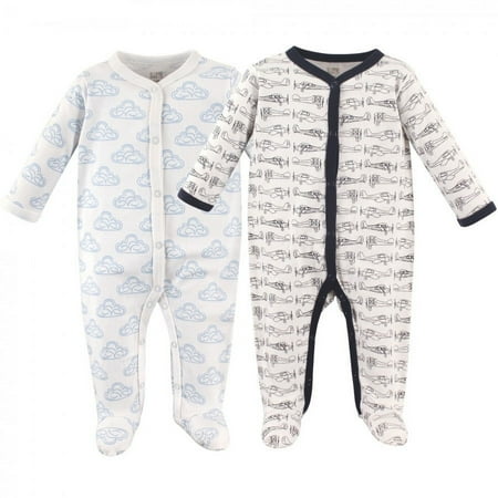 UPC: 0660168509915 | Hudson Baby Infant Boy Cotton Snap Sleep and Play 2pk Airplane 6-9 Months