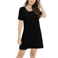 thumbnail image 2 of Xmarks Women's Modal Short Sleeve Nightgown Sleepwear with Built in Bra, Round Neck Nightshirt Super Soft Cozy Padded Nightdress Loose Casual Short Sleep Dress, Removable Pads, S-2XL, 2 of 8