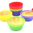 thumbnail image 5 of Farfi 12Pcs Round Stackable Muffin Cups Non-stick High Temperature Resistant Bakeware Food Grade Silicone Baking Molds Party Favors (Purple), 5 of 13