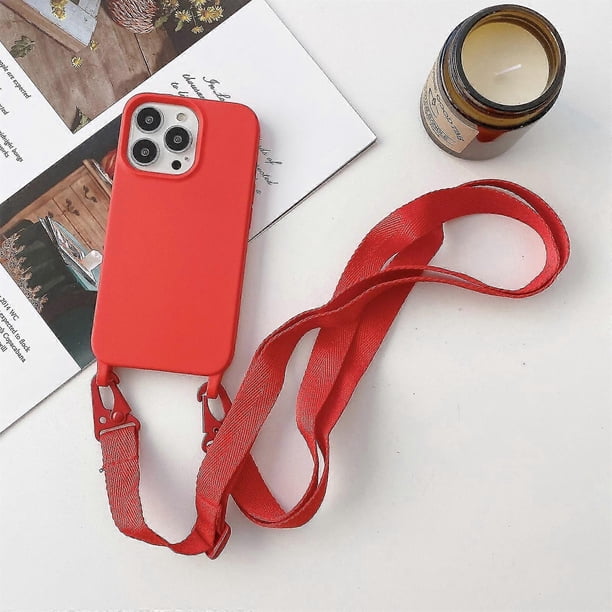 Funda de silicona con cordón ancho para el cuello para iPhone 13