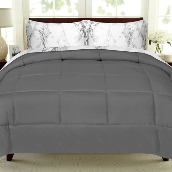 Sweet Home Collection Bed-In-Bag Comforter & Marble Print Sheet Set