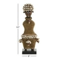 thumbnail image 6 of Decmode Small Hand-Crafted Brown Pine Wood, Cowrie Shells, Gold Beads & Kente Cloth African Woman Namji Doll, 6 of 9