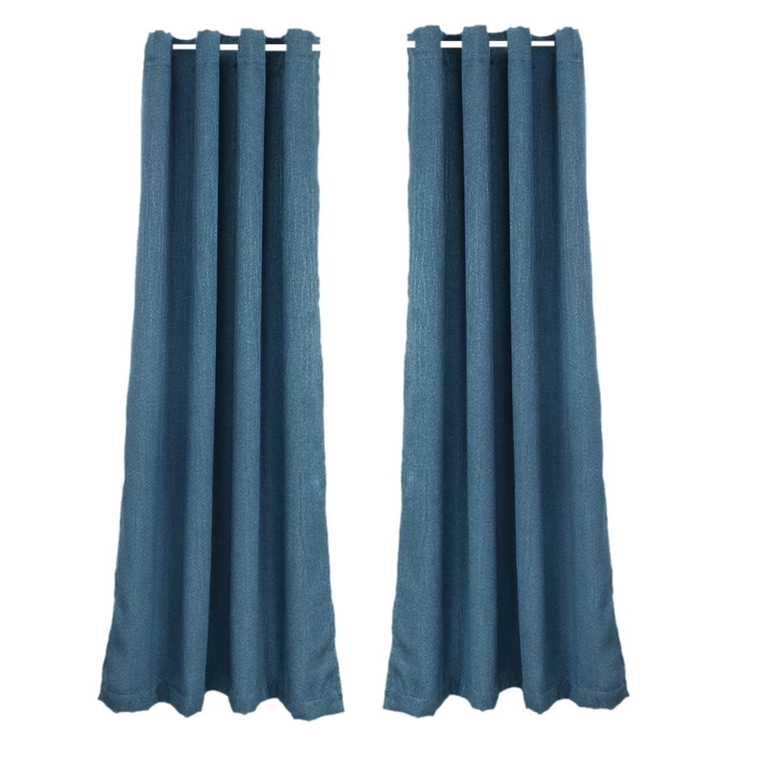 Polyester Drapes Grommet Window Curtain Blue Set Of 2 Panels 52