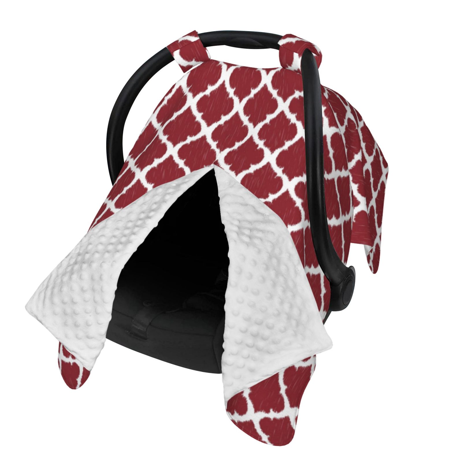 Naloa Red Moroccan Baby Car Seat Cover, Breathable Baby Carrier Cover, Multiuse Baby Carrier Cover & Nursing Breastfeeding Cover