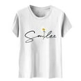 thumbnail image 4 of LUOGENLI T-shirts pour Femmes Motif Tournesol Col Rond Manches Courtes T-shirts Graphiques Été Blanc TTTG, 4 of 6